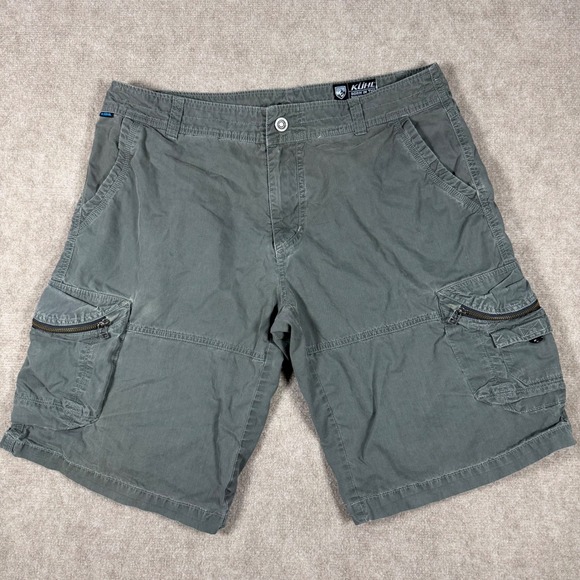 Kuhl Other - Kuhl Cargo Shorts Mens Size 36 Gray Green Pockets Outdoor Hiking Trail Gorpcore